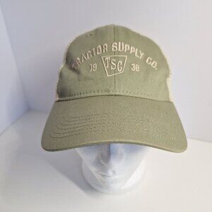 Tractor Supply Co Olive Green Mesh Trucker Hat Adjustable Snapback Baseball Cap